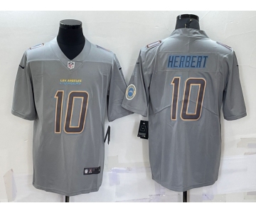 Men's Los Angeles Chargers #10 Justin Herbert LOGO Grey Atmosphere Fashion Vapor Untouchable Stitched Limited Jersey