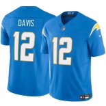 Men's Los Angeles Chargers #12 Derius Davis Blue 2024 F.U.S.E. Vapor Limited Football Stitched Jersey