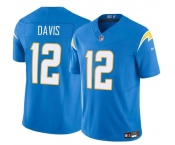 Men's Los Angeles Chargers #12 Derius Davis Blue 2024 F.U.S.E. Vapor Limited Football Stitched Jersey