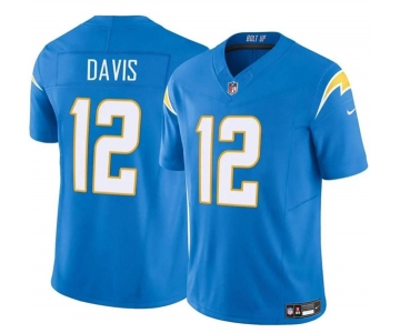 Men's Los Angeles Chargers #12 Derius Davis Blue 2024 F.U.S.E. Vapor Limited Football Stitched Jersey