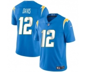 Men's Los Angeles Chargers #12 Derius Davis Blue 2024 Vapor Limited Football Stitched Jersey