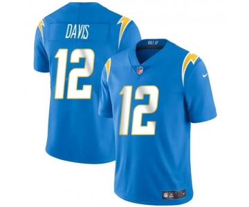 Men's Los Angeles Chargers #12 Derius Davis Blue 2024 Vapor Limited Football Stitched Jersey