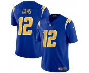 Men's Los Angeles Chargers #12 Derius Davis Royal 2024 Vapor Limited Football Stitched Jersey