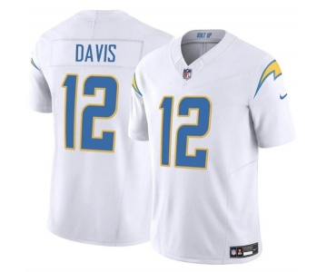 Men's Los Angeles Chargers #12 Derius Davis White 2024 F.U.S.E. Vapor Limited Football Stitched Jersey