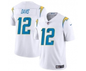 Men's Los Angeles Chargers #12 Derius Davis White 2024 Vapor Limited Football Stitched Jersey