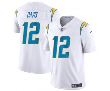 Men's Los Angeles Chargers #12 Derius Davis White 2024 Vapor Limited Football Stitched Jersey