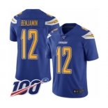 Men's Los Angeles Chargers #12 Travis Benjamin Limited Electric Blue Rush Vapor Untouchable 100th Season Football Jersey