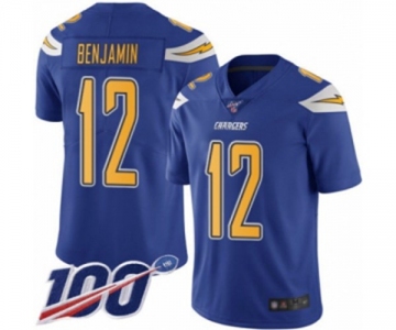 Men's Los Angeles Chargers #12 Travis Benjamin Limited Electric Blue Rush Vapor Untouchable 100th Season Football Jersey