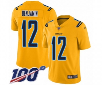 Men's Los Angeles Chargers #12 Travis Benjamin Limited Gold Inverted Legend 100th Season Football Jersey