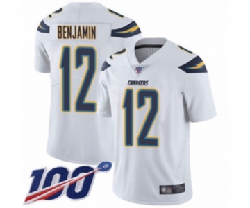 Men's Los Angeles Chargers #12 Travis Benjamin White Vapor Untouchable Limited Player 100th Season Football Jersey