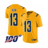 Men's Los Angeles Chargers #13 Keenan Allen Limited Gold Inverted Legend 100th Season Football Jersey