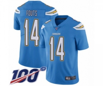 Men's Los Angeles Chargers #14 Dan Fouts Electric Blue Alternate Vapor Untouchable Limited Player 100th Season Football Jersey