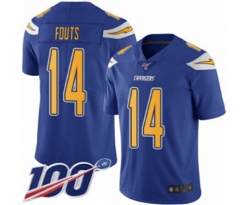 Men's Los Angeles Chargers #14 Dan Fouts Limited Electric Blue Rush Vapor Untouchable 100th Season Football Jersey