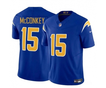 Men's Los Angeles Chargers #15 Ladd McConkey Royal 2024 F.U.S.E Draft Vapor Limited Football Stitched Jersey