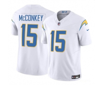 Men's Los Angeles Chargers #15 Ladd McConkey White 2024 F.U.S.E Draft Vapor Limited Football Stitched Jersey