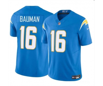 Men's Los Angeles Chargers #16 Casey Bauman Blue 2024 F.U.S.E. Vapor Limited Football Stitched Jersey