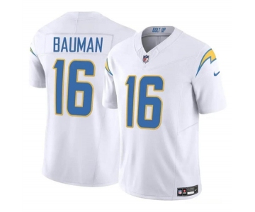 Men's Los Angeles Chargers #16 Casey Bauman White 2024 F.U.S.E. Vapor Limited Football Stitched Jersey