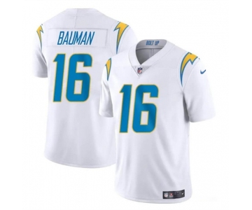 Men's Los Angeles Chargers #16 Casey Bauman White 2024 Vapor Limited Football Stitched Jersey