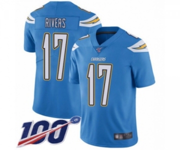 Men's Los Angeles Chargers #17 Philip Rivers Electric Blue Alternate Vapor Untouchable Limited Player 100th Season Football Jersey