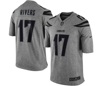 Men's Los Angeles Chargers #17 Philip Rivers Limited Gray Gridiron Football Jersey