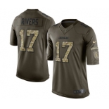 Men's Los Angeles Chargers #17 Philip Rivers  Limited Green Salute to Service Football Jersey