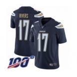 Men's Los Angeles Chargers #17 Philip Rivers Navy Blue Team Color Vapor Untouchable Limited Player 100th Season Football Jersey