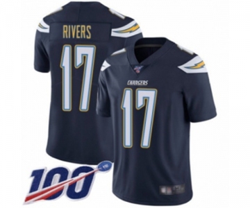 Men's Los Angeles Chargers #17 Philip Rivers Navy Blue Team Color Vapor Untouchable Limited Player 100th Season Football Jersey