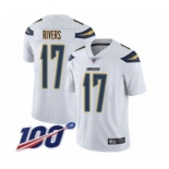 Men's Los Angeles Chargers #17 Philip Rivers White Vapor Untouchable Limited Player 100th Season Football Jersey