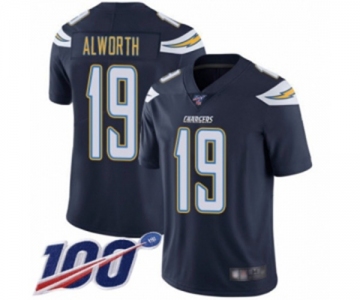 Men's Los Angeles Chargers #19 Lance Alworth Navy Blue Team Color Vapor Untouchable Limited Player 100th Season Football Jersey