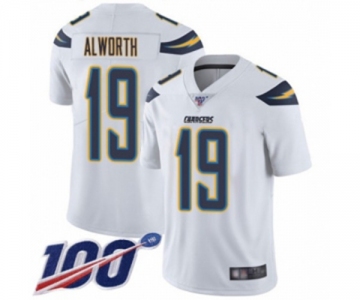 Men's Los Angeles Chargers #19 Lance Alworth White Vapor Untouchable Limited Player 100th Season Football Jersey