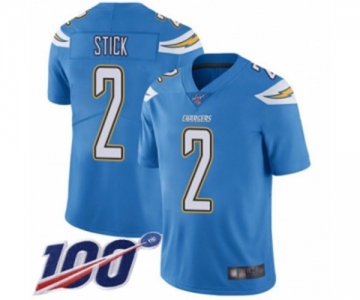 Men's Los Angeles Chargers #2 Easton Stick Electric Blue Alternate Vapor Untouchable Limited Player 100th Season Football Jersey