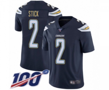 Men's Los Angeles Chargers #2 Easton Stick Navy Blue Team Color Vapor Untouchable Limited Player 100th Season Football Jersey