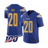 Men's Los Angeles Chargers #20 Desmond King Limited Electric Blue Rush Vapor Untouchable 100th Season Football Jersey