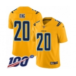 Men's Los Angeles Chargers #20 Desmond King Limited Gold Inverted Legend 100th Season Football Jersey