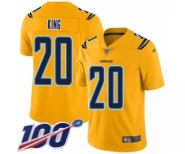 Men's Los Angeles Chargers #20 Desmond King Limited Gold Inverted Legend 100th Season Football Jersey