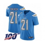 Men's Los Angeles Chargers #21 LaDainian Tomlinson Electric Blue Alternate Vapor Untouchable Limited Player 100th Season Football Jersey