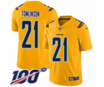 Men's Los Angeles Chargers #21 LaDainian Tomlinson Limited Gold Inverted Legend 100th Season Football Jersey