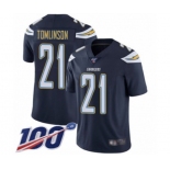 Men's Los Angeles Chargers #21 LaDainian Tomlinson Navy Blue Team Color Vapor Untouchable Limited Player 100th Season Football Jersey