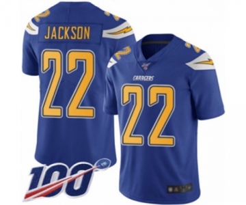 Men's Los Angeles Chargers #22 Justin Jackson Limited Electric Blue Rush Vapor Untouchable 100th Season Football Jersey