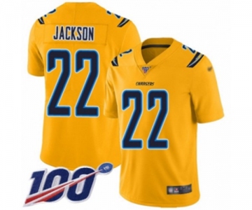 Men's Los Angeles Chargers #22 Justin Jackson Limited Gold Inverted Legend 100th Season Football Jersey