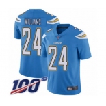 Men's Los Angeles Chargers #24 Trevor Williams Electric Blue Alternate Vapor Untouchable Limited Player 100th Season Football Jersey