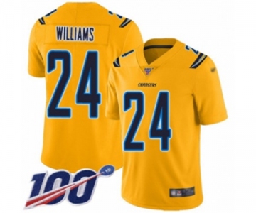 Men's Los Angeles Chargers #24 Trevor Williams Limited Gold Inverted Legend 100th Season Football Jersey