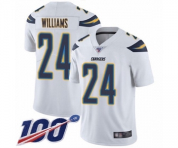 Men's Los Angeles Chargers #24 Trevor Williams White Vapor Untouchable Limited Player 100th Season Football Jersey