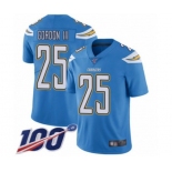 Men's Los Angeles Chargers #25 Melvin Gordon Electric Blue Alternate Vapor Untouchable Limited Player 100th Season Football Jersey