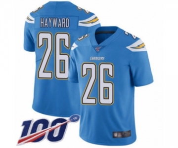 Men's Los Angeles Chargers #26 Casey Hayward Electric Blue Alternate Vapor Untouchable Limited Player 100th Season Football Jersey