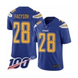 Men's Los Angeles Chargers #28 Brandon Facyson Limited Electric Blue Rush Vapor Untouchable 100th Season Football Jersey