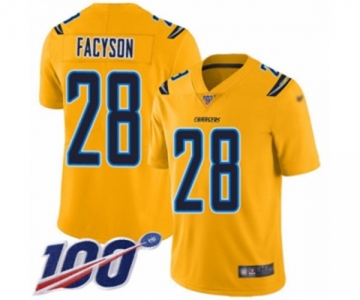 Men's Los Angeles Chargers #28 Brandon Facyson Limited Gold Inverted Legend 100th Season Football Jersey