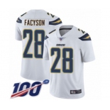 Men's Los Angeles Chargers #28 Brandon Facyson White Vapor Untouchable Limited Player 100th Season Football Jersey