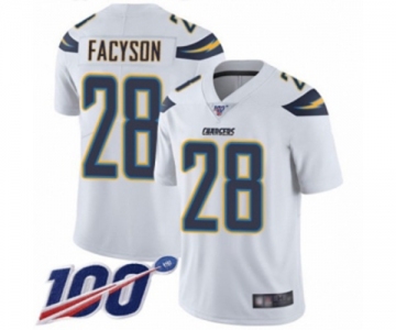 Men's Los Angeles Chargers #28 Brandon Facyson White Vapor Untouchable Limited Player 100th Season Football Jersey