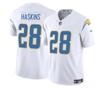 Men's Los Angeles Chargers #28 Hassan Haskins White 2024 F.U.S.E Vapor Limited Stitched Football Jersey